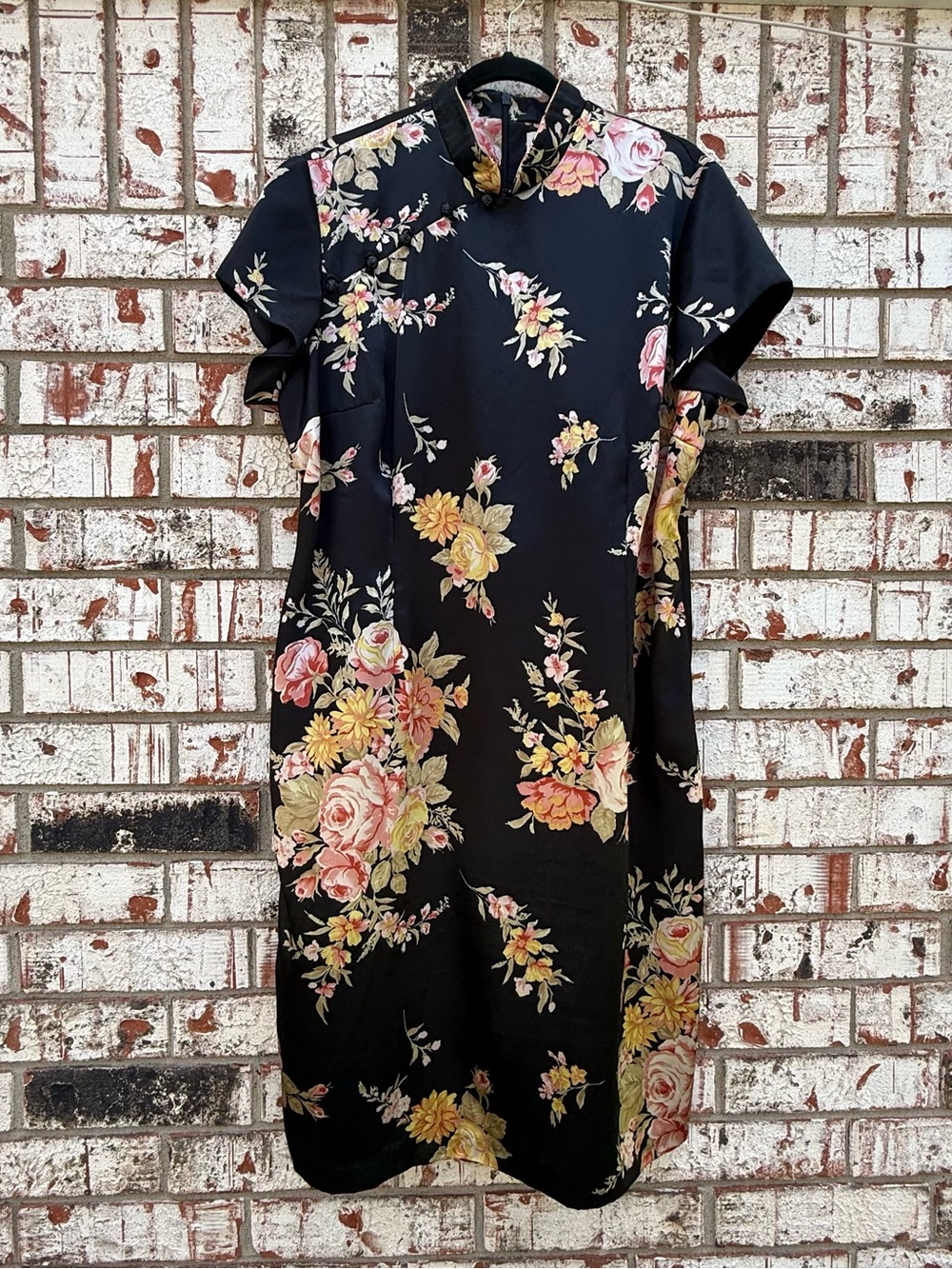 90s Cheongsam Style Floral Plus Size Dress by Danny & Nicole Sz. 18W